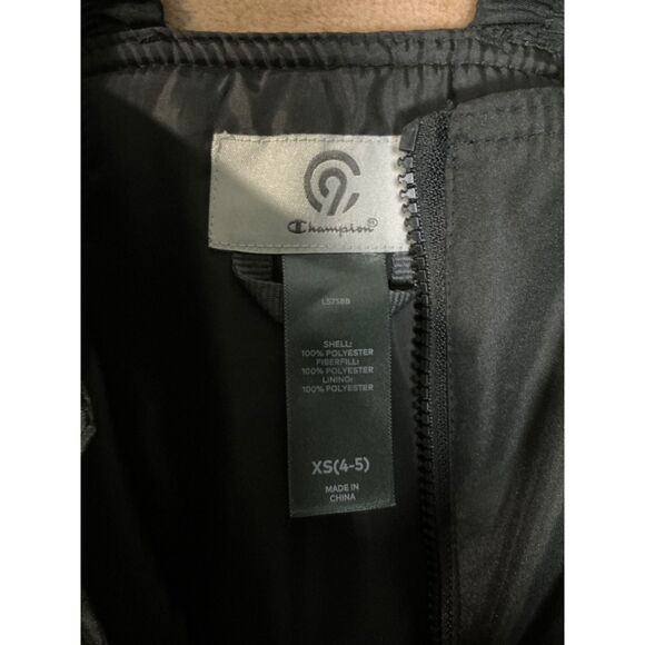 Champion Kids Black Snow Bib Overalls Winter Padded Snowsuit XS (4-5) - Picture 2 of 6